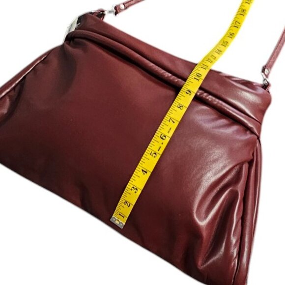 Anthropologie Oversize Pillow Clutch Shoulder Bag, Wine, Faux Leather, NWT - Picture 5 of 9